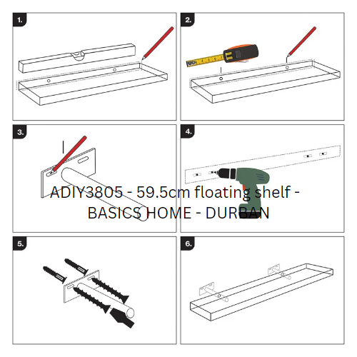 Floating Shelf White 59.5cm Basics Home