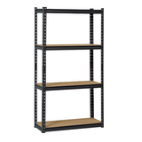 Our 4-Tier Metal Shelving - Black is designed to meet the highest industrial standards. Constructed with a heavy steel profile rack and removable MDF shelves with a maximum capacity of 150kg per shelf (evenly distributed) and 600kg in total, this shelf is perfect for storing goods in the home, garage, or warehouse. The keyhole lock system provides secure and easy installation.