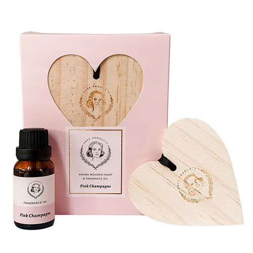 Wooden Heart with Essential Oil - Pink Champagne